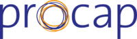 ESG 25 Logo von Procap in Blau mit einem orangefarbenen Kreissymbol.